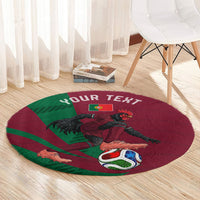 Personalized Portugal Football Selecao Das Quinas Round Carpet Iconic Soccer Player Illustration With Portugal Flag