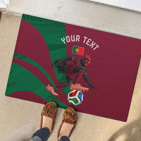 Personalized Portugal Football Selecao Das Quinas Rubber Doormat Iconic Soccer Player Illustration With Portugal Flag