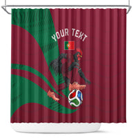 Personalized Portugal Football Selecao Das Quinas Shower Curtain Iconic Soccer Player Illustration With Portugal Flag