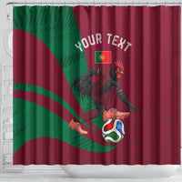 Personalized Portugal Football Selecao Das Quinas Shower Curtain Iconic Soccer Player Illustration With Portugal Flag