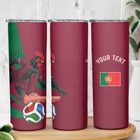Personalized Portugal Football Selecao Das Quinas Skinny Tumbler Iconic Soccer Player Illustration With Portugal Flag