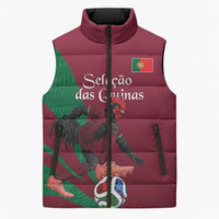 Personalized Portugal Football Selecao Das Quinas Sleeveless Puffer Jacket Iconic Soccer Player Illustration With Portugal Flag