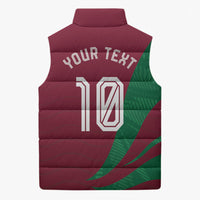 Personalized Portugal Football Selecao Das Quinas Sleeveless Puffer Jacket Iconic Soccer Player Illustration With Portugal Flag