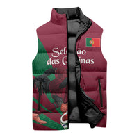 Personalized Portugal Football Selecao Das Quinas Sleeveless Puffer Jacket Iconic Soccer Player Illustration With Portugal Flag