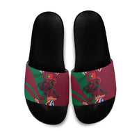 Personalized Portugal Football Selecao Das Quinas Slide Sandals Iconic Soccer Player Illustration With Portugal Flag