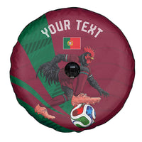 Personalized Portugal Football Selecao Das Quinas Spare Tire Cover Iconic Soccer Player Illustration With Portugal Flag