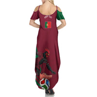 Personalized Portugal Football Selecao Das Quinas Summer Maxi Dress Iconic Soccer Player Illustration With Portugal Flag