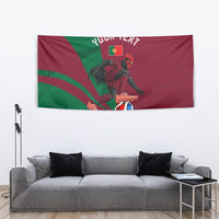 Personalized Portugal Football Selecao Das Quinas Tapestry Iconic Soccer Player Illustration With Portugal Flag