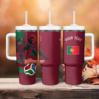 Personalized Portugal Football Selecao Das Quinas Tumbler With Handle Iconic Soccer Player Illustration With Portugal Flag