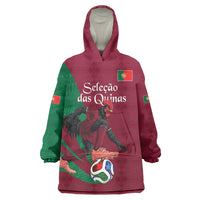 Personalized Portugal Football Selecao Das Quinas Wearable Blanket Hoodie Iconic Soccer Player Illustration With Portugal Flag