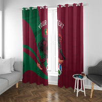 Personalized Portugal Football Selecao Das Quinas Window Curtain Iconic Soccer Player Illustration With Portugal Flag