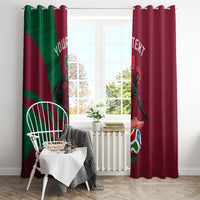 Personalized Portugal Football Selecao Das Quinas Window Curtain Iconic Soccer Player Illustration With Portugal Flag