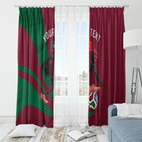 Personalized Portugal Football Selecao Das Quinas Window Curtain Iconic Soccer Player Illustration With Portugal Flag