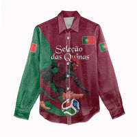 Personalized Portugal Football Selecao Das Quinas Women Casual Shirt Iconic Soccer Player Illustration With Portugal Flag