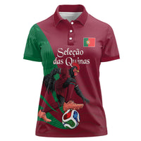 Personalized Portugal Football Selecao Das Quinas Women Polo Shirt Iconic Soccer Player Illustration With Portugal Flag