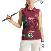 Personalized Portugal Football Selecao Das Quinas Women Sleeveless Polo Shirt Iconic Soccer Player Illustration With Portugal Flag