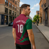 Personalized Portugal Football Selecao Das Quinas Zipper Polo Shirt Iconic Soccer Player Illustration With Portugal Flag