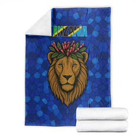 Tanzania Simba Lion Blanket with Floral Crown and Blue Mosaic Design