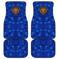 Tanzania Simba Lion Car Mats with Floral Crown and Blue Mosaic Design
