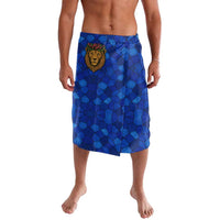 Tanzania Simba Lion Lavalava with Floral Crown and Blue Mosaic Design