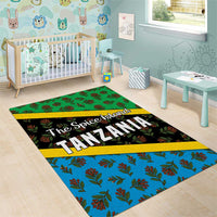 Tanzania Spice Island Area Rug with Clove Leaf Pattern and National Flag Colors
