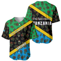 Tanzania Spice Island Baseball Jersey with Clove Leaf Pattern and National Flag Colors