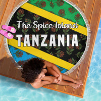Tanzania Spice Island Beach Blanket with Clove Leaf Pattern and National Flag Colors