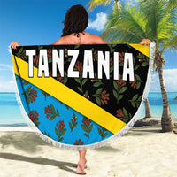 Tanzania Spice Island Beach Blanket with Clove Leaf Pattern and National Flag Colors