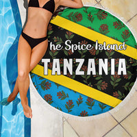 Tanzania Spice Island Beach Blanket with Clove Leaf Pattern and National Flag Colors
