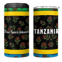 Tanzania Spice Island 4 in 1 Can Cooler Tumbler with Clove Leaf Pattern and National Flag Colors