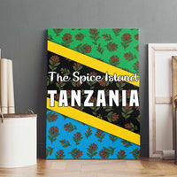 Tanzania Spice Island Canvas Wall Art with Clove Leaf Pattern and National Flag Colors