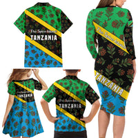 Tanzania Spice Island Family Matching Long Sleeve Bodycon Dress and Hawaiian Shirt with Clove Leaf Pattern and National Flag Colors