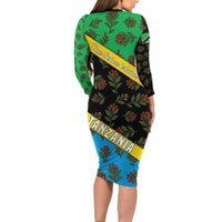 Tanzania Spice Island Family Matching Long Sleeve Bodycon Dress and Hawaiian Shirt with Clove Leaf Pattern and National Flag Colors