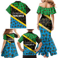 Tanzania Spice Island Family Matching Mermaid Dress and Hawaiian Shirt with Clove Leaf Pattern and National Flag Colors