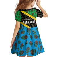 Tanzania Spice Island Family Matching Off The Shoulder Long Sleeve Dress and Hawaiian Shirt with Clove Leaf Pattern and National Flag Colors
