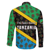 Tanzania Spice Island Family Matching Off The Shoulder Long Sleeve Dress and Hawaiian Shirt with Clove Leaf Pattern and National Flag Colors