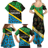 Tanzania Spice Island Family Matching Summer Maxi Dress and Hawaiian Shirt with Clove Leaf Pattern and National Flag Colors