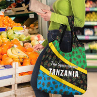 Tanzania Spice Island Grocery Bag with Clove Leaf Pattern and National Flag Colors
