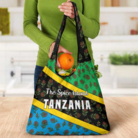 Tanzania Spice Island Grocery Bag with Clove Leaf Pattern and National Flag Colors