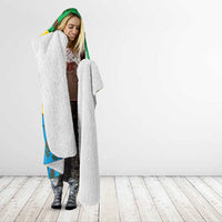 Tanzania Spice Island Hooded Blanket with Clove Leaf Pattern and National Flag Colors