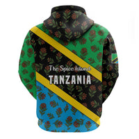Tanzania Spice Island Hoodie with Clove Leaf Pattern and National Flag Colors