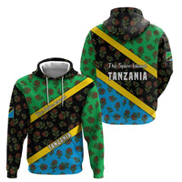 Tanzania Spice Island Hoodie with Clove Leaf Pattern and National Flag Colors