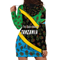 Tanzania Spice Island Hoodie Dress with Clove Leaf Pattern and National Flag Colors