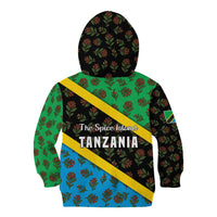 Tanzania Spice Island Kid Hoodie with Clove Leaf Pattern and National Flag Colors