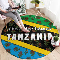 Tanzania Spice Island Round Carpet with Clove Leaf Pattern and National Flag Colors