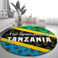 Tanzania Spice Island Round Carpet with Clove Leaf Pattern and National Flag Colors