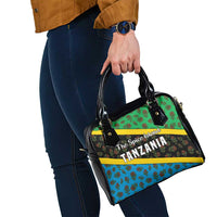 Tanzania Spice Island Shoulder Handbag with Clove Leaf Pattern and National Flag Colors