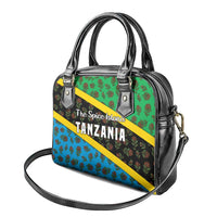 Tanzania Spice Island Shoulder Handbag with Clove Leaf Pattern and National Flag Colors