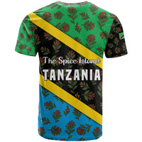 Tanzania Spice Island T Shirt with Clove Leaf Pattern and National Flag Colors