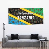 Tanzania Spice Island Tapestry with Clove Leaf Pattern and National Flag Colors